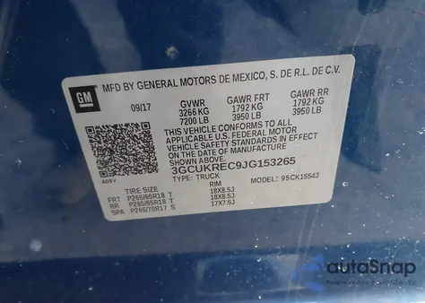 2018 Chevrolet Silverado 1500 2Lt z USA, uszkodzony, nr VIN 3GCUKREC9JG153265